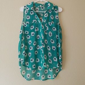 Floral sheer button up